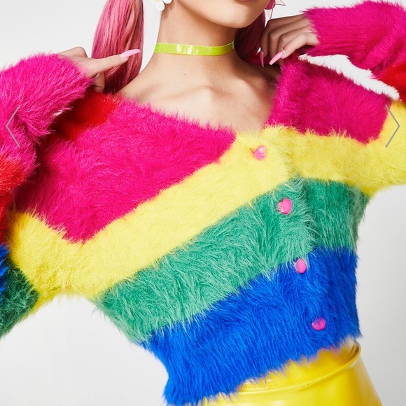 Lazy Oaf Sweaters - Lazy Oaf Fuzzy Rainbow Sweater